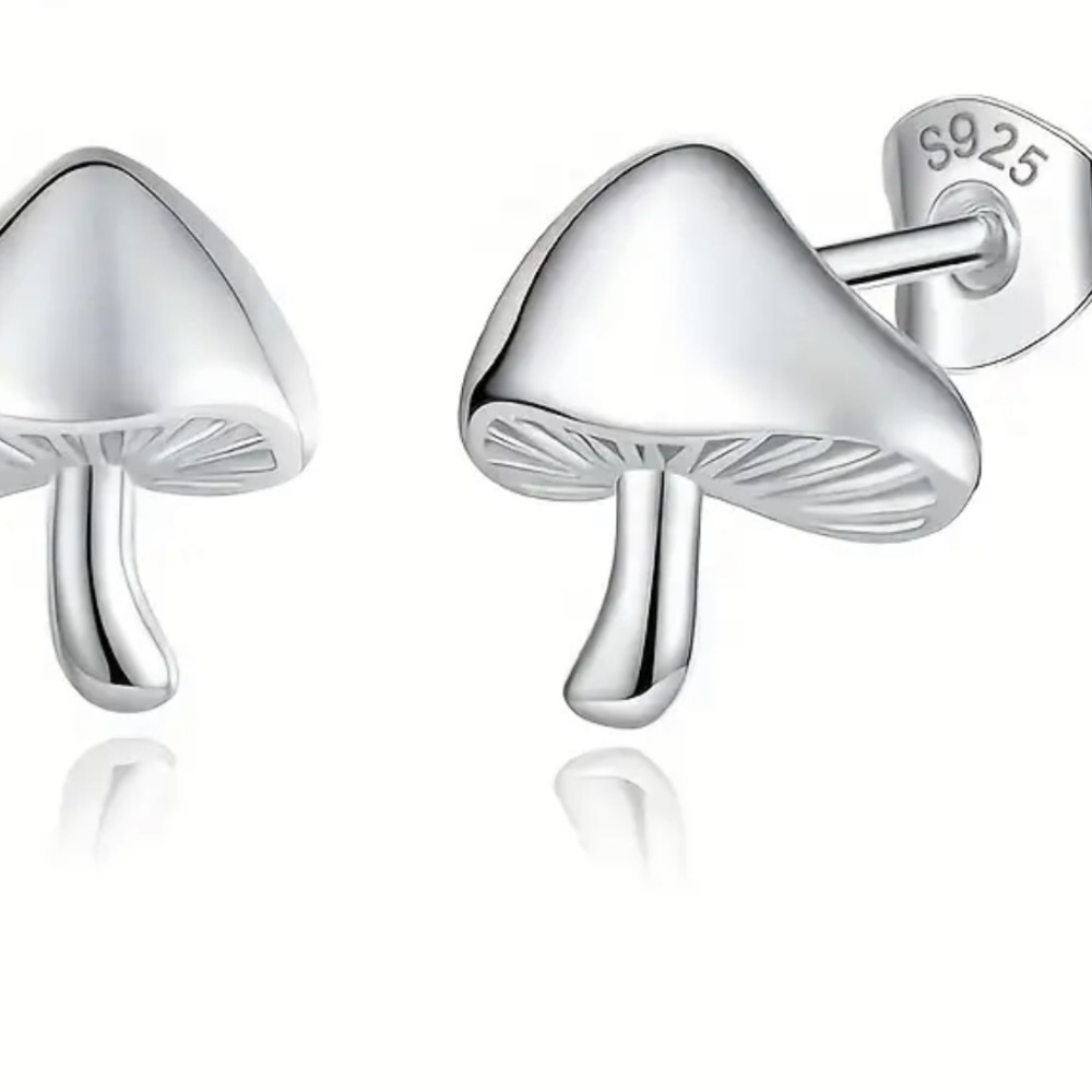 925 Sterling Silver Mushroom Stud Earrings NWT🔖